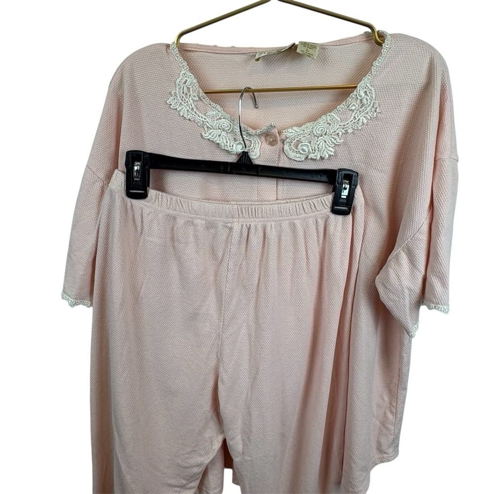Vintage Gold Label Cotton Victoria's Secret Pink Lace Cottagecore Pajamas Size L